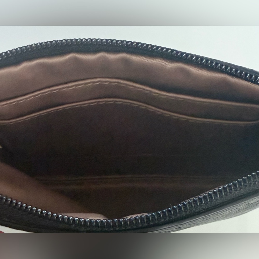 Coach Pebble Leather Wristlet Pouch Black Silver Hardware New - Picture 11 of 11